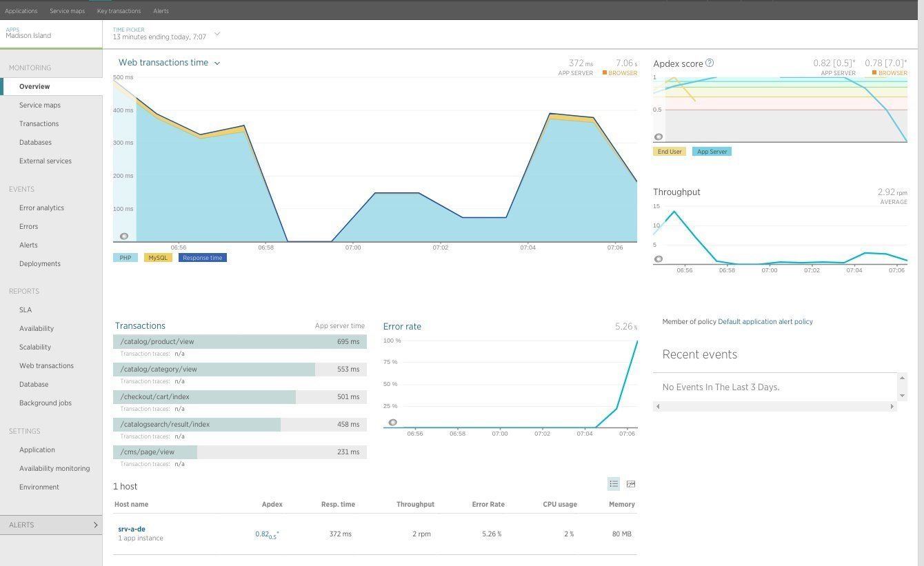 Overview in the New Relic APM interface.