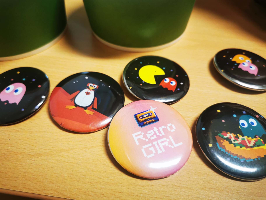Close-up of some buttons on a table.