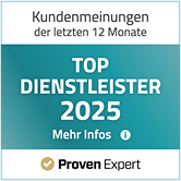 Kundenmeinungen der letzten 12 Monate, Top Dienstleister
