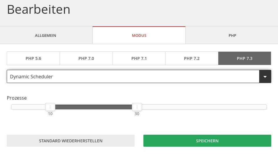 PHP 7.3 für einen vHost bei maxcluster aktivieren