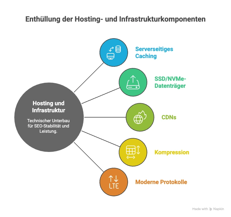Diagramm zur technischen Infrastruktur für Suchfunktionen mit Fokus auf Apache Solr für TYPO3, inklusive Solr Console for TYPO3, Solr für TYPO3 Websites und der Rolle von solr for TYPO3 bei Performance, Indexierung und stabiler Suche.