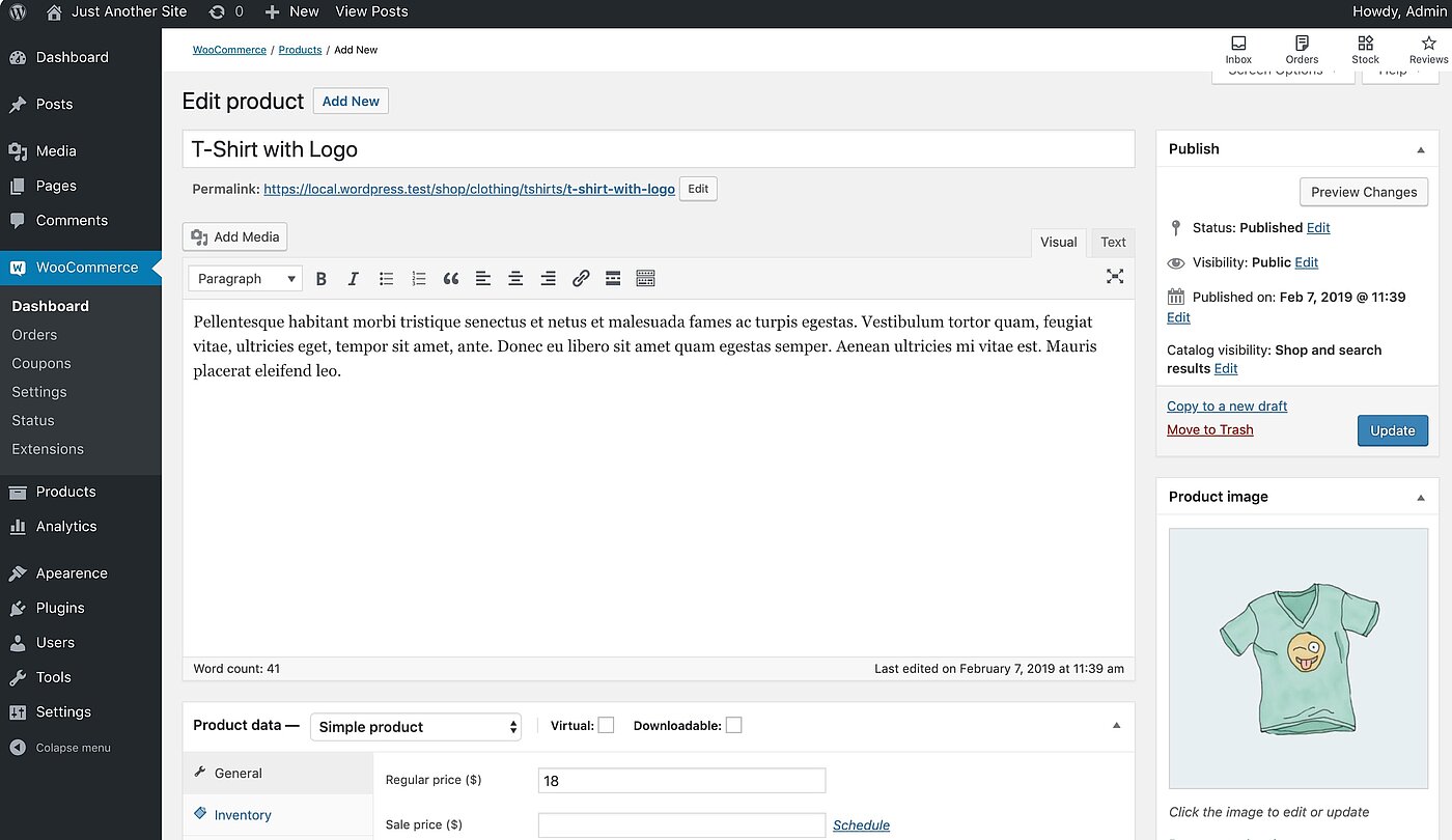 Erstellen von Produkten im WordPress-Backend