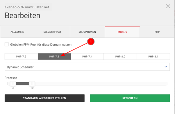 PHP-Versionen festlegen_1