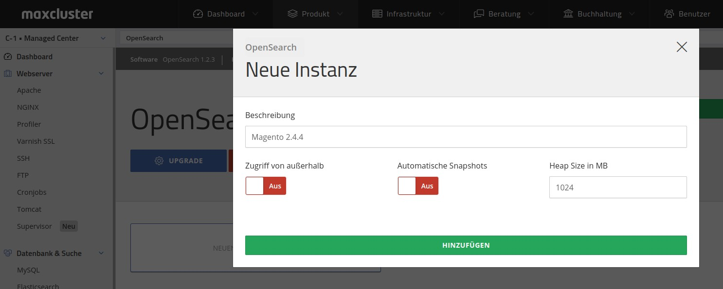 Step 2: Name the new OpenSearch instance and then activate it by clicking on the button