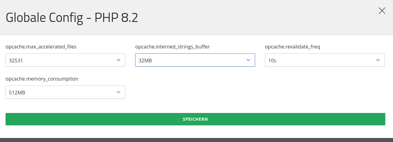 Configure OPcache settings