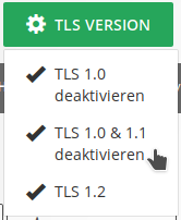 Different options when disabling TLS versions
